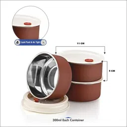 nariya LUNCHBOX WITH 3 STEEL CONTAINER, 1 CASSEROLE, SPOON SET AND ZIPPER BAG 3 Containers Lunch Box image 4