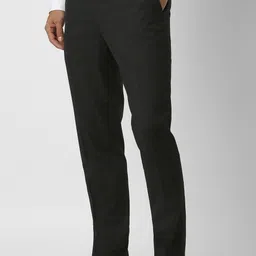 peter england Men Slim Fit Black Polyester Trousers image 4