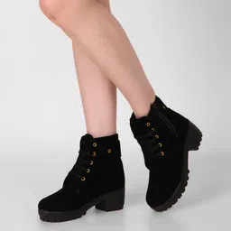 eluxe paris Women's Boots|Velvet, Trendy, Comfortable, Lace-Up Zipper Boots for Women Boots For Women-picture-20