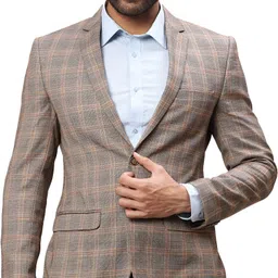 park avenue Men Checkered Single Breasted Formal Blazer-picture-28