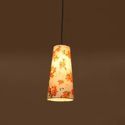 Devansh White & Orange Floral Printed Ceiling Lamp image 3