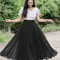 Floral Print Stitched Lehenga & Crop Top-image-17