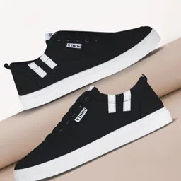 xtoon Black canvas shoes for men's Casuals For Men image 2