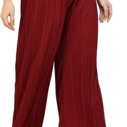 modernsshop Women Relaxed Red Lycra Blend Trousers image 4