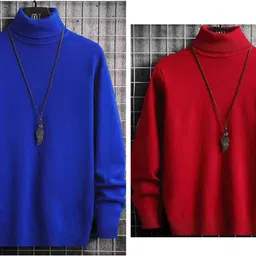 meetri Men Solid High Neck Multicolor Sweater-picture-16