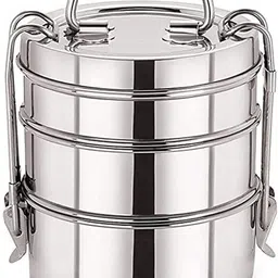 udine Stainless Steel Lunch Box/Tiffin with Locking Clip, 4-Tier Container 4 Containers Lunch Box image 2