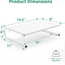 soopii Metal Monitor Stand Riser Vented Metal Base, 1 Tier Desk Stand Metal Computer Desk image 4