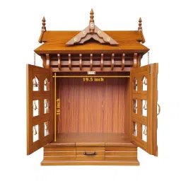 elegant arts and frames Brown Teak Wood Floor Rested Mandir With Door image 4