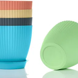 bellerbird 6 Inch Round Trendy Flower Pot For Home decoration Plastic Vase image 4