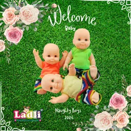 ladli Naughty boy 3 Brother Cute Little Boy in Teddy Dress Doll for Kids Mini Baby image 2