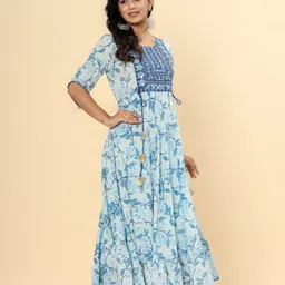 here&now Floral Print Rayon Blend Stitched Anarkali Gown image 4