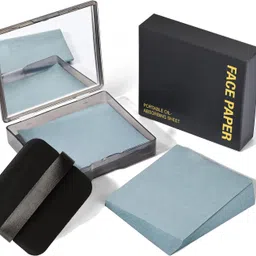 egab 100 Pcs Face Blotting Paper for Oily Skin with Built-in Mirror & Powder Puff Pad Face Shaping Mask-picture-46