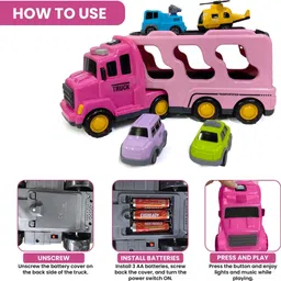 kidology 5-in-1 Friction-Powered Truck Toys Set with Music for Kids Ages 3+ Years image 4