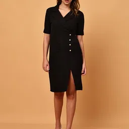 ananta ysela Women High Low Black Above Knee/Mid Thigh Length Dress-picture-20