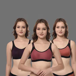 Pack of 3 Women Sports Non Padded Bra-image-60