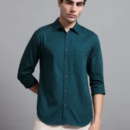 proword Men Slim Fit Solid Spread Collar Casual Shirt-picture-11