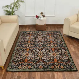 presto Black Vintage Polyester 4 x 6 Feet Machine Made Carpet image 1