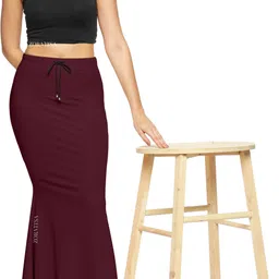 VRTREND Saree Shapewear Wine Polyester, Cotton Blend Petticoat image 5