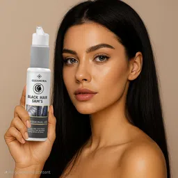 gleamora Hair Sam’s Professional serum for men and women | Instant Natural Black |pack 2 , BLACK image 3