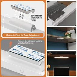 elephantboat Magnetic LED Cabinet Lights Eye-Protection 3 Color Touch Control 2000mAh 10 W 32 cm Tube Light image 5