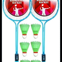 Badminton Racket SET Of 2 Piece With 6 Piece Plastic Shuttles COMBO-6 Badminton Kit-image-48