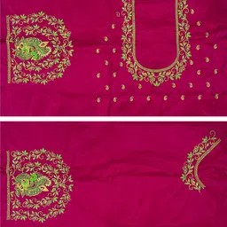 vlipcartz Unstitched Pure Silk Blouse Material Embroidered-picture-17