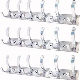 Stainless Steel 6 Pin S Cloth Hooks Hanger Hanging Key,Clothes,Towel (Pack Of 3) Door Hanger-image-62
