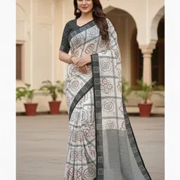 Printed, Geometric Print, Floral Print Daily Wear Georgette Saree-image-52