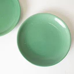 kala kriti Ceramic Green Side Plate for Breakfas, Snacks, Deserts, Salads & Fruits 6.5 Inch Quarter Plate image 3