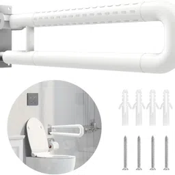 spazio Flip-Up Grab Bar | 17 Inch Bathroom Handle For Seniors With Anti-Slip Nylon Grip Shower Grab Bar-picture-15