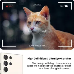 Gadget Glow Back Camera Lens Ring Guard Protector for Samsung Galaxy S23 Ultra 5G, Samsung S23 Ultra 5G, SIlver Camera Ring image 3