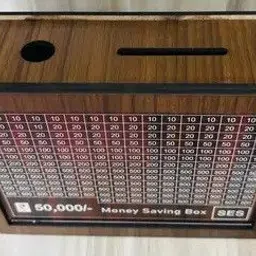 svisindia Piggy Bank, Money Bank Savings Plan Wooden Money Box Rs 50000 Coin Bank (Brown) Coin Bank image 3