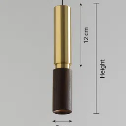 zestrum Modern Cylinder Pendant Light – Gold & Wooden Finish Ceiling Light Ceiling Lamp image 3