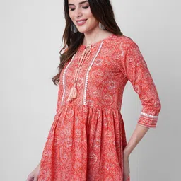 god bless Casual Regular Sleeves Floral Print Women Orange Top image 3