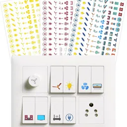 codersparadise 1.5 cm Transparent Switchboard Icon Stickers for Lights, Fans & 27 Other appliances Self Adhesive Sticker image 1