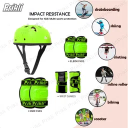 prikli Multi sport gear orange skating and cycling helmet kit for kids Cycling Kit image 3