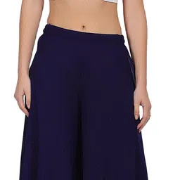 first arrival Women Flared Blue Georgette Trousers image 3
