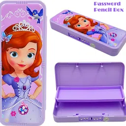 poksi Sofia Pencil Box with Password| Geometry Box |Cartoon Printed Art Plastic Pencil Box-picture-17