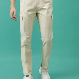highlander Men Regular Fit Beige Pure Cotton Trousers-picture-18
