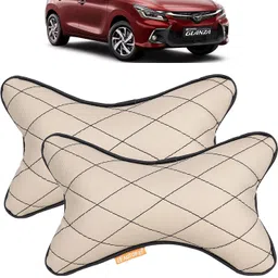 autofit Beige, Black Leather Car Pillow Cushion for Toyota image 1