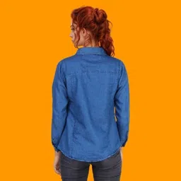 houseofcommon Women Regular Fit Solid Button Down Collar Casual Shirt image 2