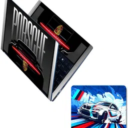 Flipkart SmartBuy Combo of Full Body Laptop Skin and Mouse Pad - Porsche Logo Back View No Residue Removable Self Adhesive Vinyl Reusable Laptop Skin Compatible for 15.6 inch-image-94