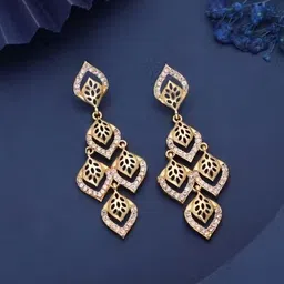 reewazimperial Lightweight Fashion Earrings with Stone Work Diamond Brass Drops & Danglers image 2