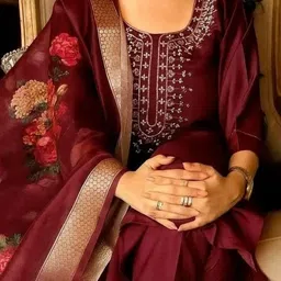 dharacretionn Solid Kurta, Salwar & Dupatta Set image 2