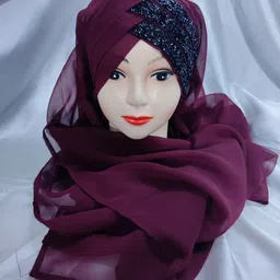 Solid Georgette Women Purple Scarf-image-79