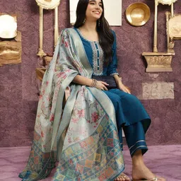 orriya Embroidered Kurta, Trouser/Pant & Dupatta Set-picture-27