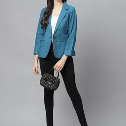 cottinfab Women Solid Single Breasted Party Blazer image 5