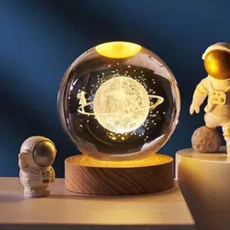 dwiza enterprise 3D Lady on Moon Galaxy Crystal Ball Night Light,2.4 inch Glass with Wooden Base Table Lamp-picture-22