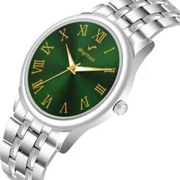 wrightrack Astrological Silver Full Roman Green Dial Stainless Steel Chain Watch Bracelet Analog Watch - For Men WTGLD-01 image 2