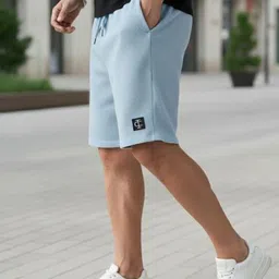 indiclub Self Design Men Light Blue Casual Shorts image 3